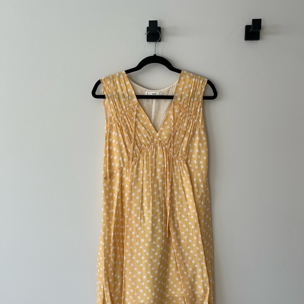 Mango Yellow Polka Dot Sleeveless Dress